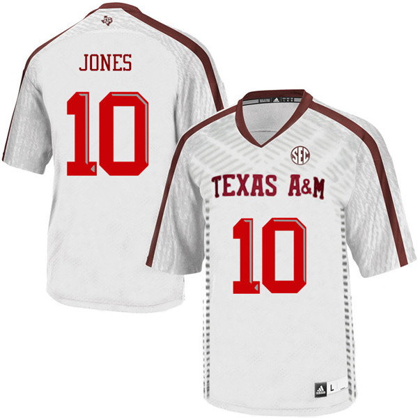 Men #10 Myles Jones Texas A&M Aggies College Football Jerseys Sale-White - Click Image to Close